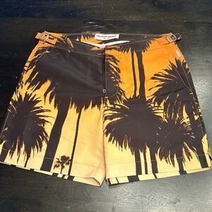 Men’s Orlebar Brown Orange Palm Sunset Bulldog Swim Shorts Size 30